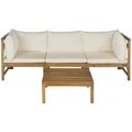 Safavieh Lynwood Modular Outdoor Sectional; Teak Brown & Beige PAT6713A